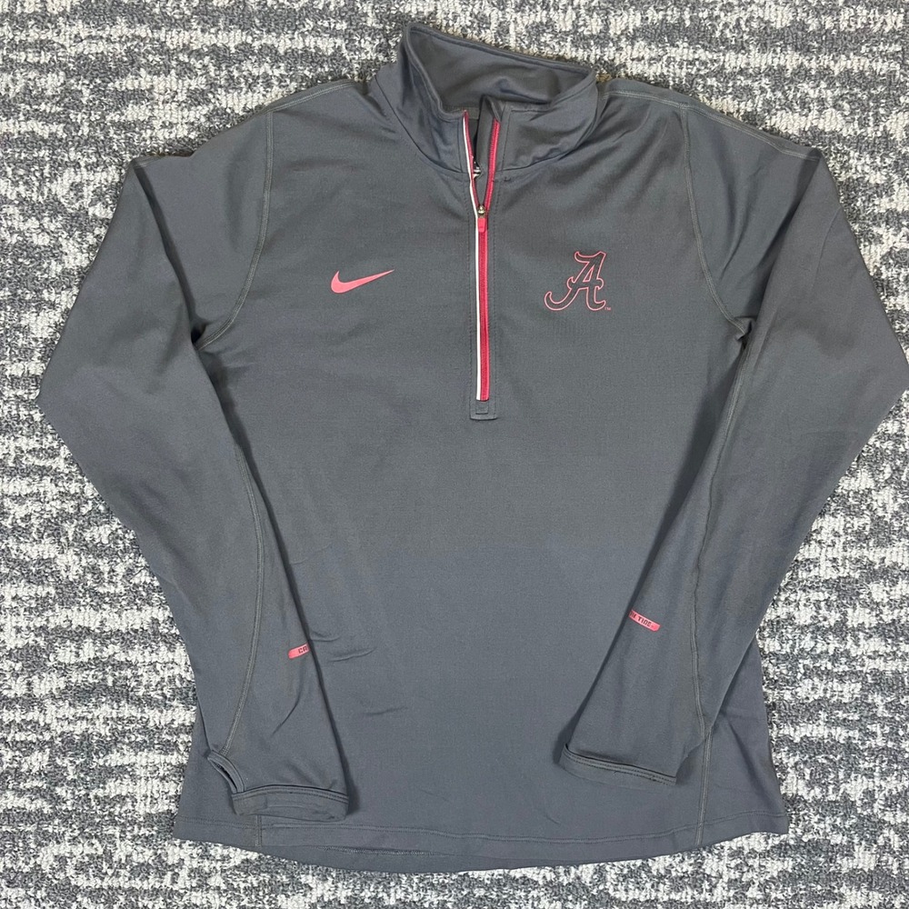 Nike Alabama Crimson Tide Dri-FIT 1/4 Zip Pullover Grey Pink Mens Medium HO13HAB